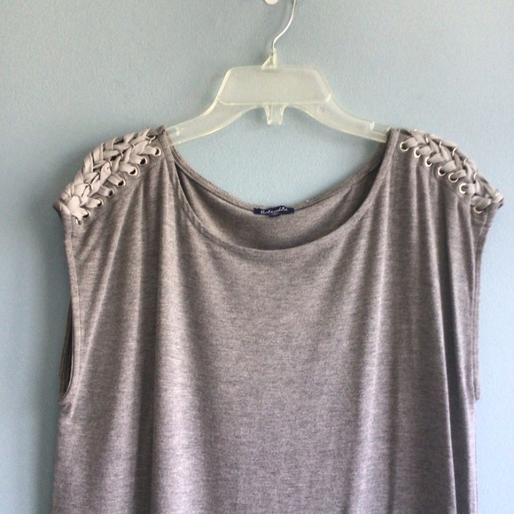 Splendid Gray T-shirt Dress Lace Up Shoulder Size S - Picture 4 of 8